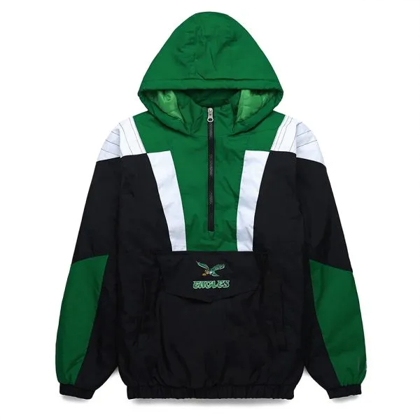 Jason Kelce Philadelphia Eagles green pullover jacket front view in USA