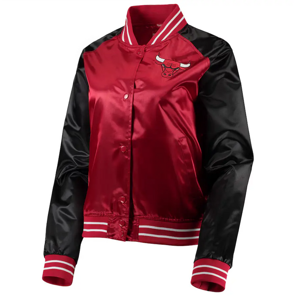 Shop NBA Women's Chicago Bulls Red Hardwood Classics Raglan Satin Full-Snap Jacket