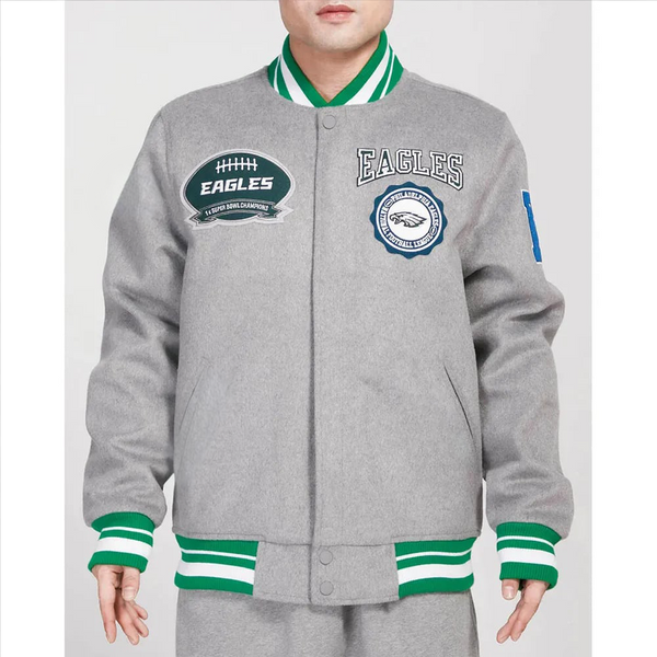 Shop NFL Philadelphia Eagles Heather Wool Jacket Men and Women