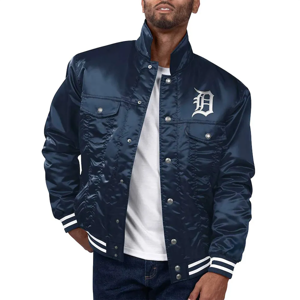 Shop MLB Detroit Tigers Navy Silver Tab Trucker Jacket