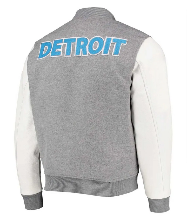 Detroit Lions wool and leather varsity jacket

