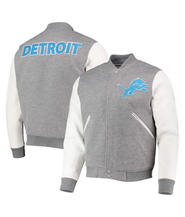 Varsity Detroit Lions grey and white jacket

