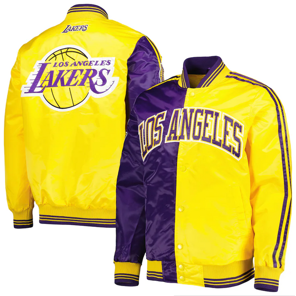Men's Los Angeles Lakers PurpleGold Fast Break Satin Full-Snap Jacket USA
