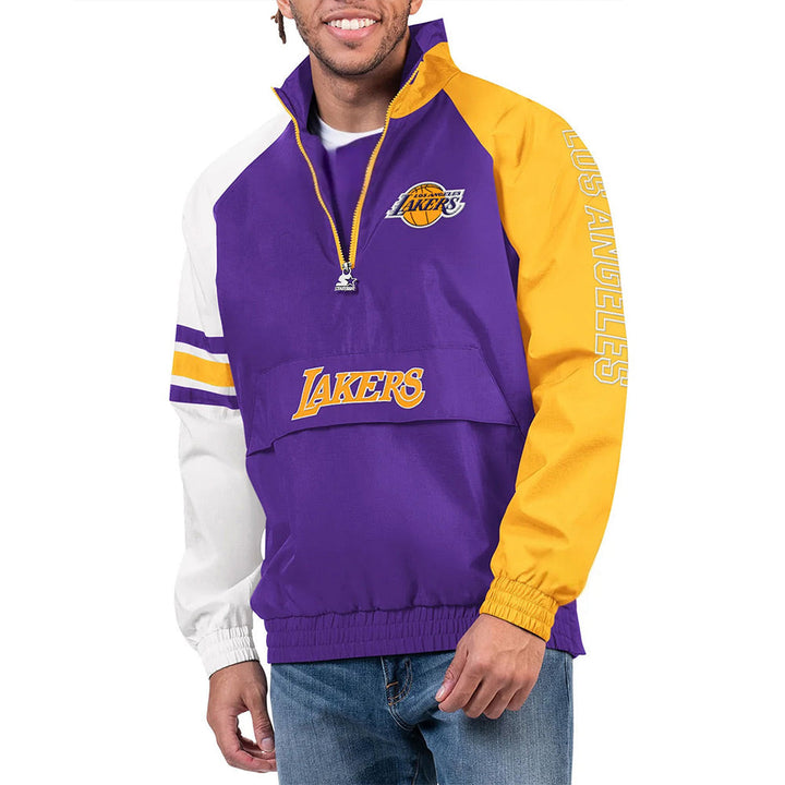 Front View LA Lakers Elite Half Zip Pullover Jacket
