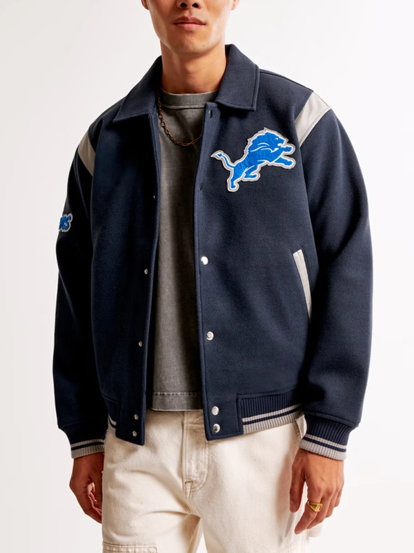 NFL DETROIT LIONS CLASSIC  WOOL VARSITY JACKET | NFL WOOL JACKET .