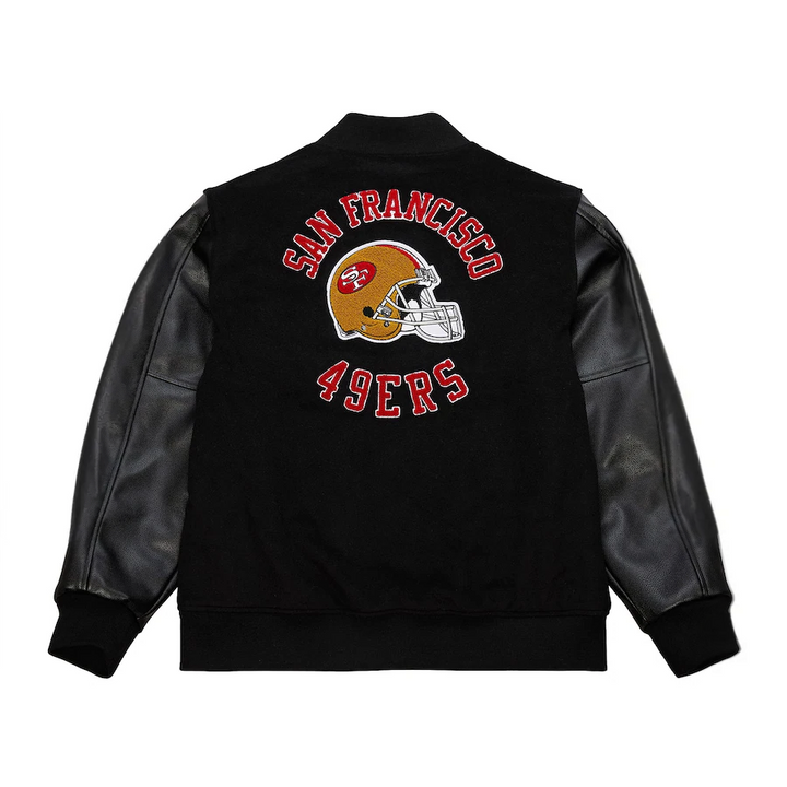Black vintage logo 49ers varsity jacket


