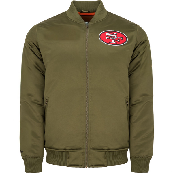 Green satin San Francisco 49ers bomber jacket

