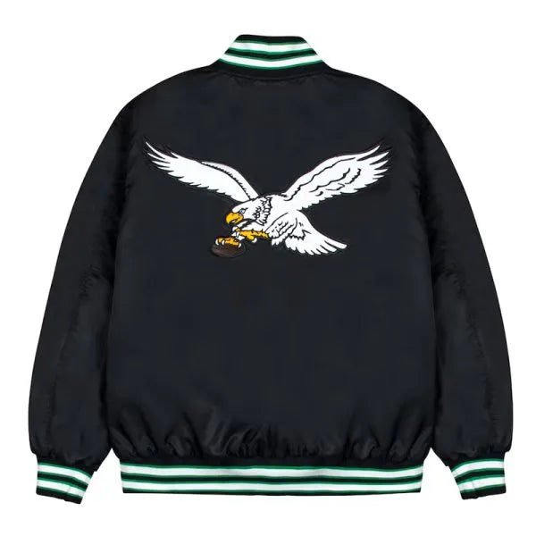 Philadelphia Eagles green and white ribbed bomber jacket in black in USA