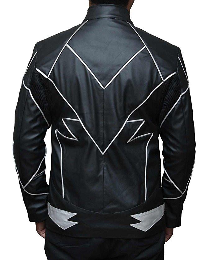 Premium leather jacket by TJS with a unique shield style