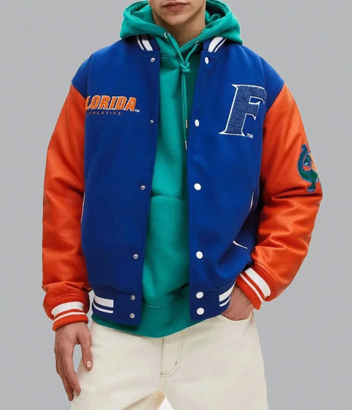 Florida Gators letterman jacket in royal blue and orange in USA