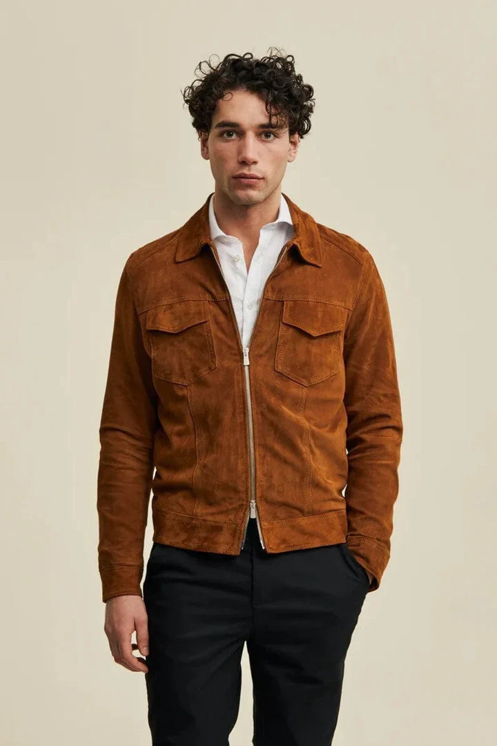 Stylish semi-aniline suede jacket for men