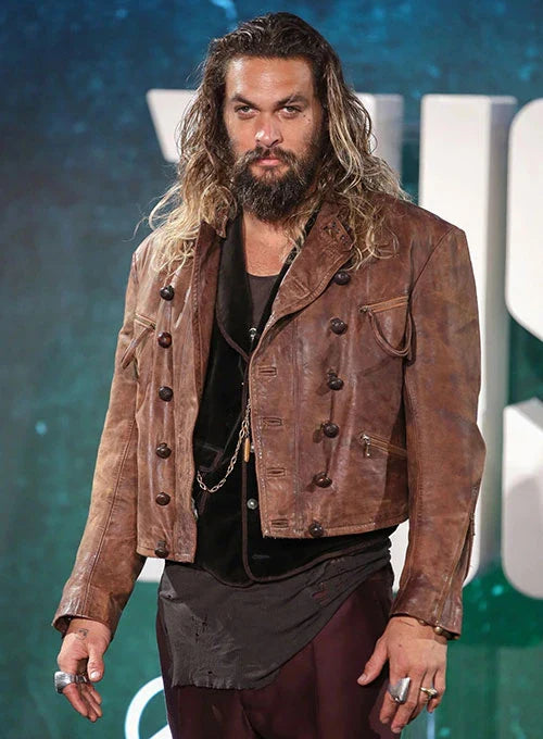 Jason Momoa-inspired leather jacket from Justice League