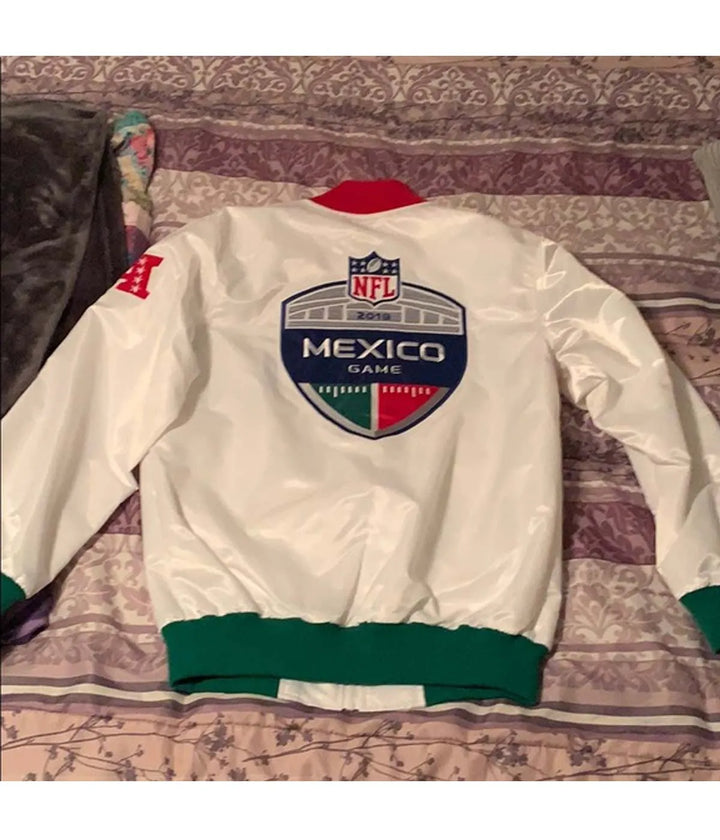 Men's LA Chargers Mexico 2019 Satin Jacket in Action in USA