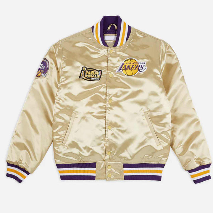 LA Lakers Championship Game Gold Satin Jacket Front View