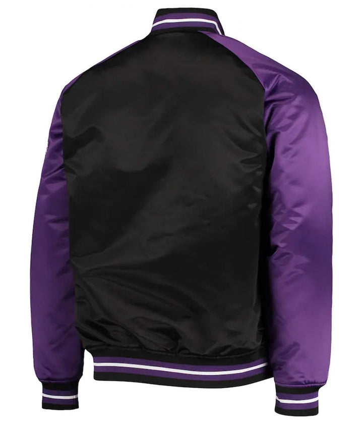 LA Lakers Hardwood Classics Reload 3.0 Purple/Black Satin Jacket Back View