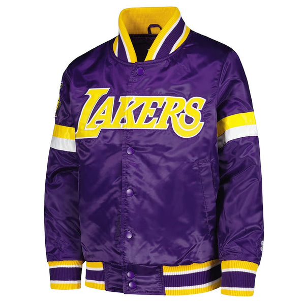 LA Lakers Home Game Purple Satin Jacket Front View