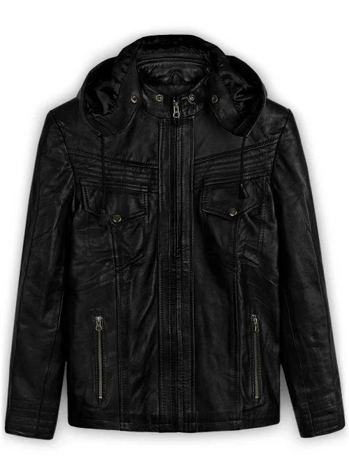 leather hooded jacket