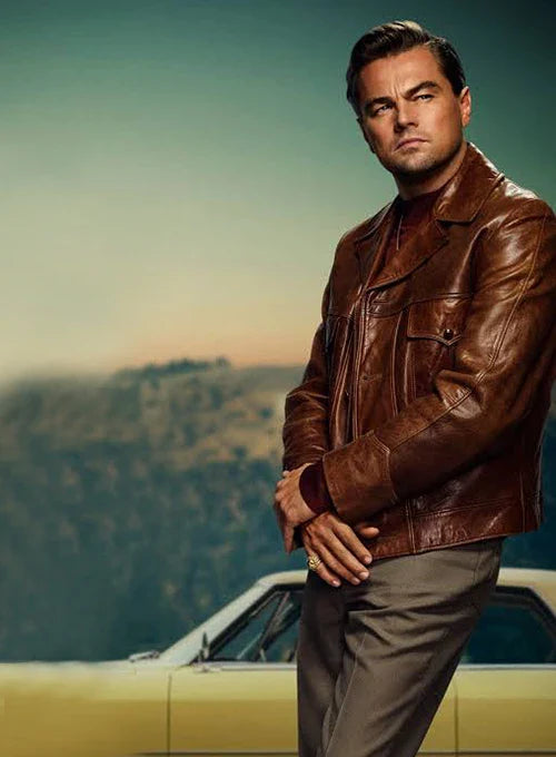 Stylish brown leather jacket for retro fashion