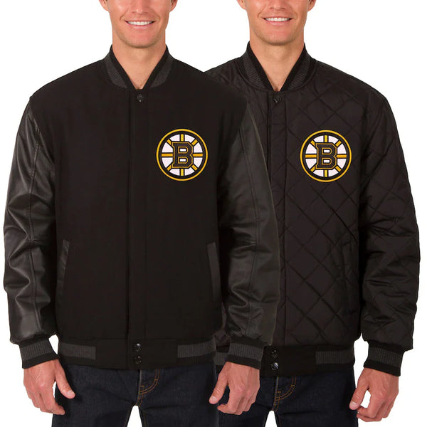 boston bruins reversible wool and leather two hit jacket in USA