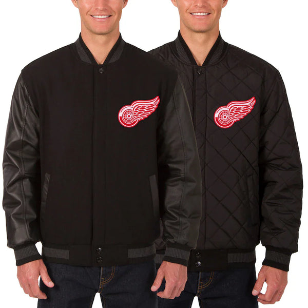 mlb detroit red wings reversible wool and leather two hit jacket in USA
