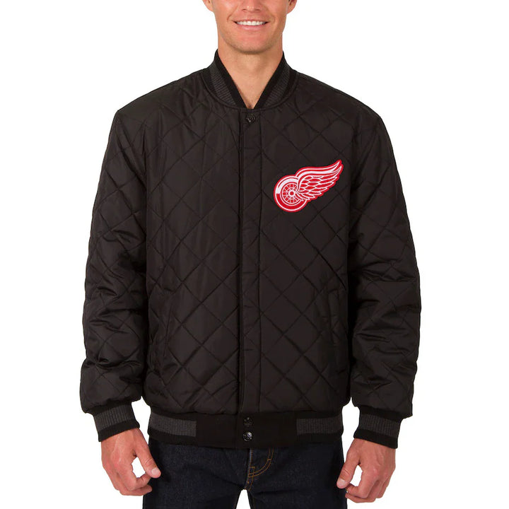 mlb detroit red wings dual‑sided wool and leather two hit letterman jacket in USA
