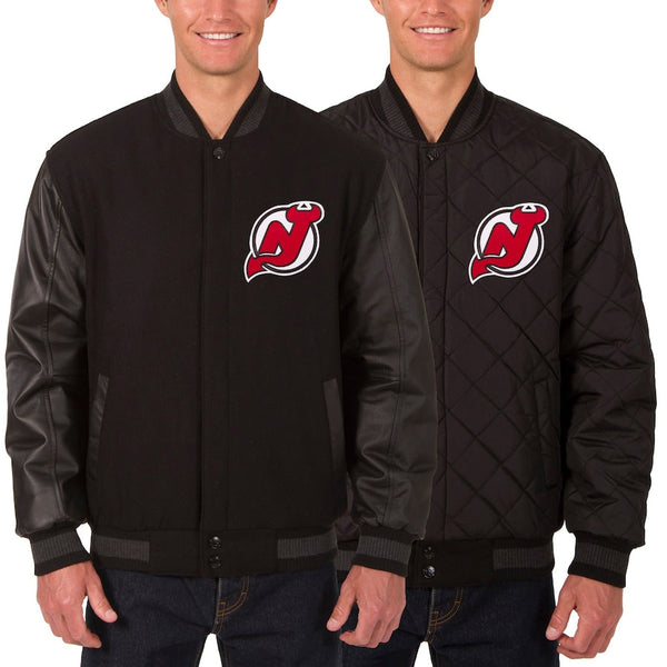 mlb new jersey devils reversible wool and leather two hit jacket in USA