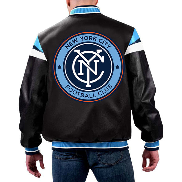 MLS New York City FC leather jacket front view in USA