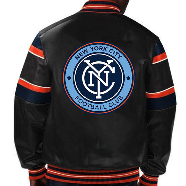 Stylish New York City FC leather jacket for soccer fans and supporters in USA