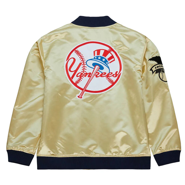 NY Yankees Team OG 2.0 Gold Satin Jacket Front View in USA