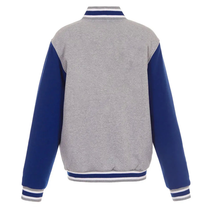Back View NBA Philadelphia 76ers Varsity Gray and Royal Wool Jacket