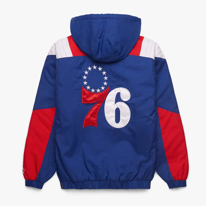 Back view NBA Philadelphia 76ers Pullover Half-Zip Jacket