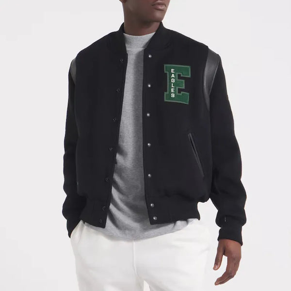 Philadelphia Eagles black teddy varsity jacket

