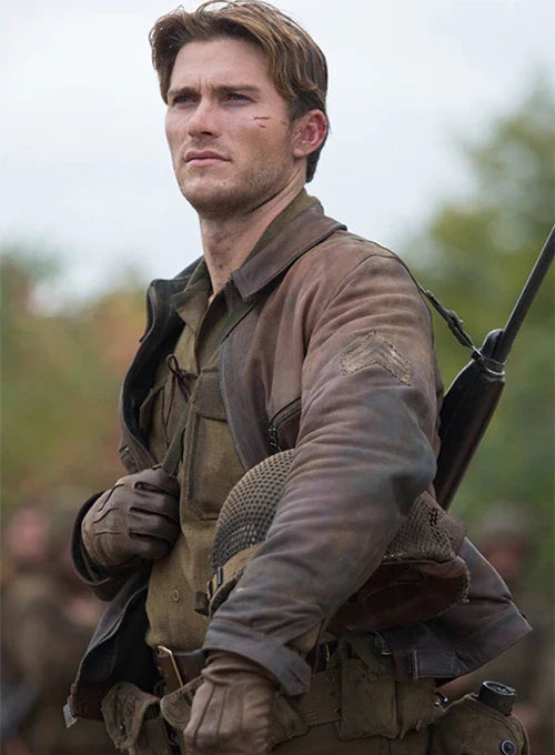 Military-style rugged leather jacket for men

