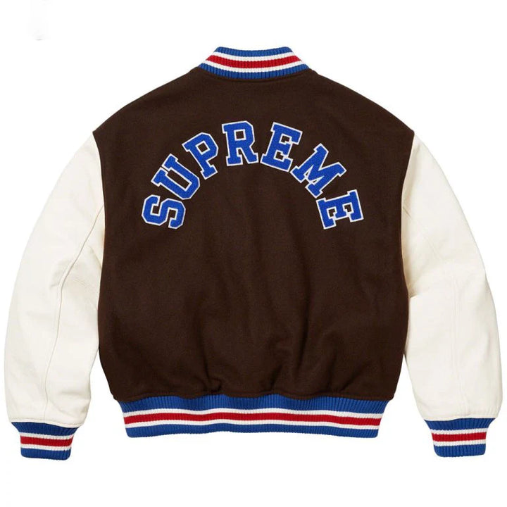 Supreme Tiger Varsity Jacket back view in France style