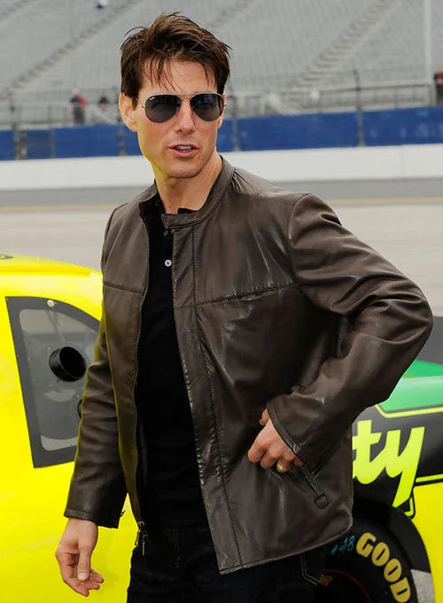 Stand-up collar leather jacket replica