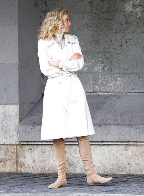 Vanessa Kirby Long Leather Coat Women