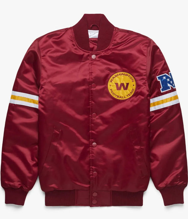Satin Washington Commanders Burgundy Bomber Jacket