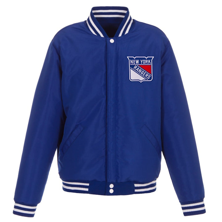reversible fleece and faux leather new york rangers jacket in USA