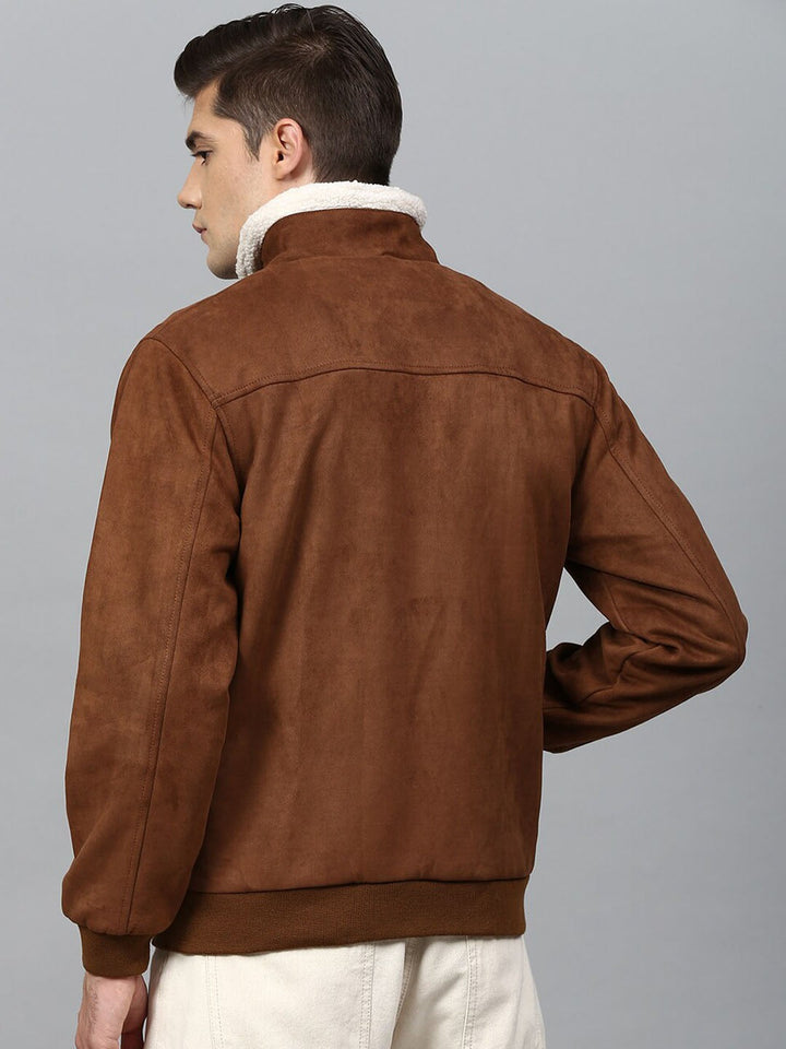 Real Brown Suede Windbreaker Padded for men