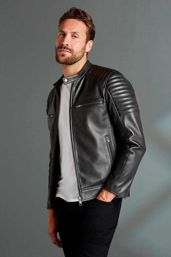 Men's signature quilted racer leather jacket in USA