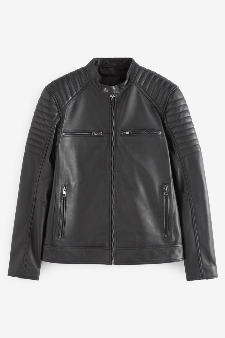 Quilted leather jacket for men's fashion in American style