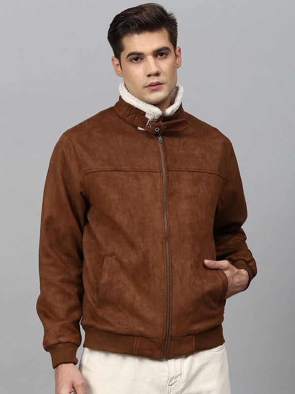 Real Brown Suede Windbreaker for men