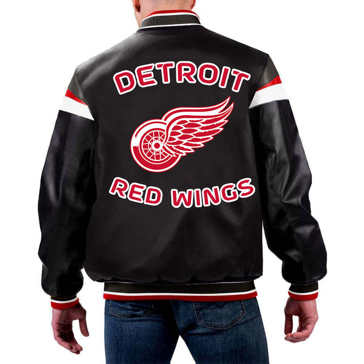 NHL Detroit Red Wings Leather Jacket front view in USA