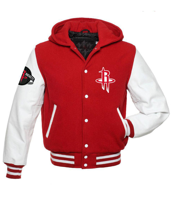 NBA Rockets red and white jacket in France style